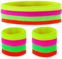 Neon UV Pols- en hoofdband Set Multicolor 